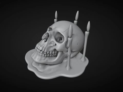 Skull and Candles Ritual 3D Print Model