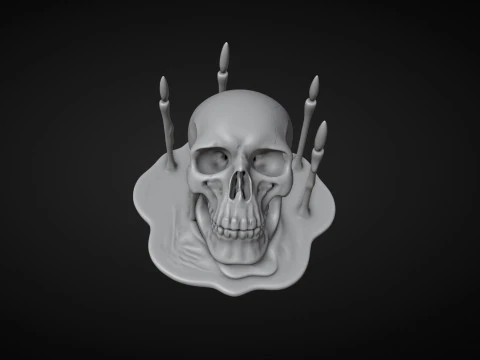 Skull and Candles Ritual 3D Print Model
