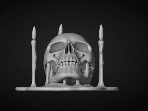 Skull and Candles Ritual 3D Print Model
