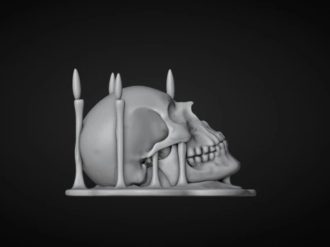 Skull and Candles Ritual 3D Print Model