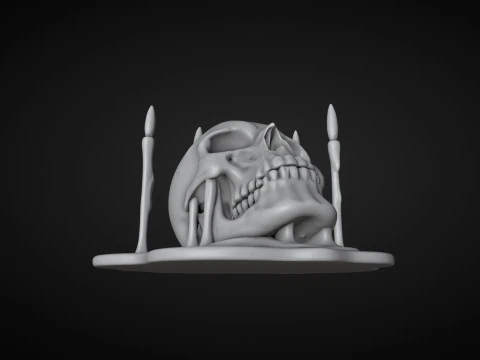 Skull and Candles Ritual 3D Print Model