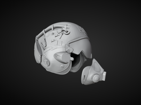Military Helmet and Gas Mask Modelo de Impressão 3D