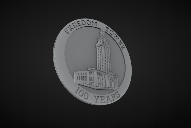 Freedom Tower Coin 3D printmodel .c4d .max .obj .3ds .fbx .stl .blend 