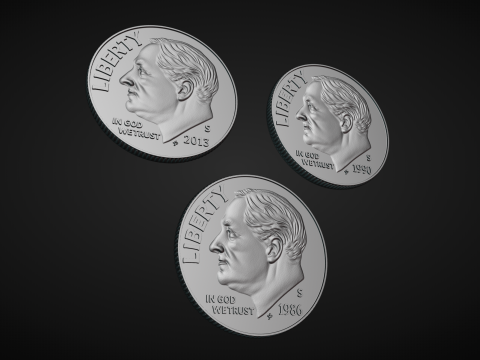 American Dime Coins Modelo de impresión 3D