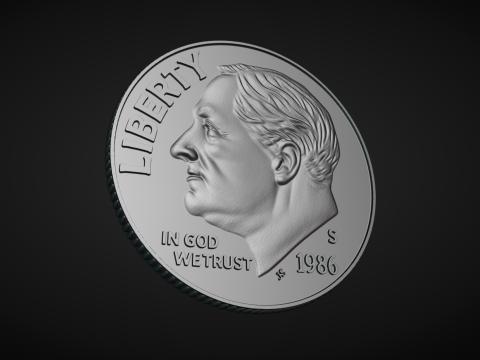 American Dime Coins Model Cetak 3D