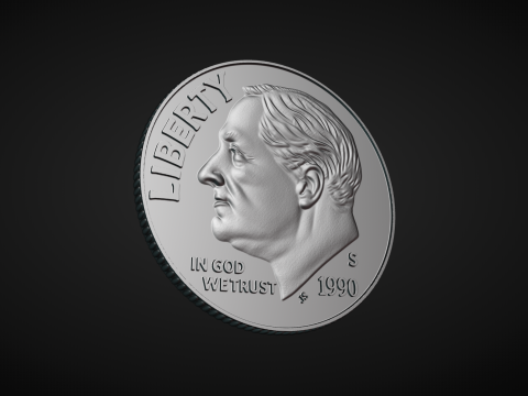 American Dime Coins Model Cetak 3D