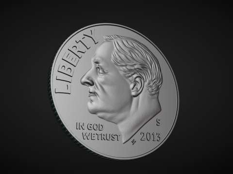 American Dime Coins Model Cetak 3D