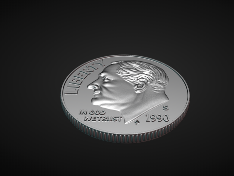 American Dime Coins Model Cetak 3D