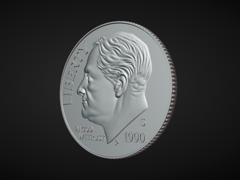 American Dime Coins Model Cetak 3D