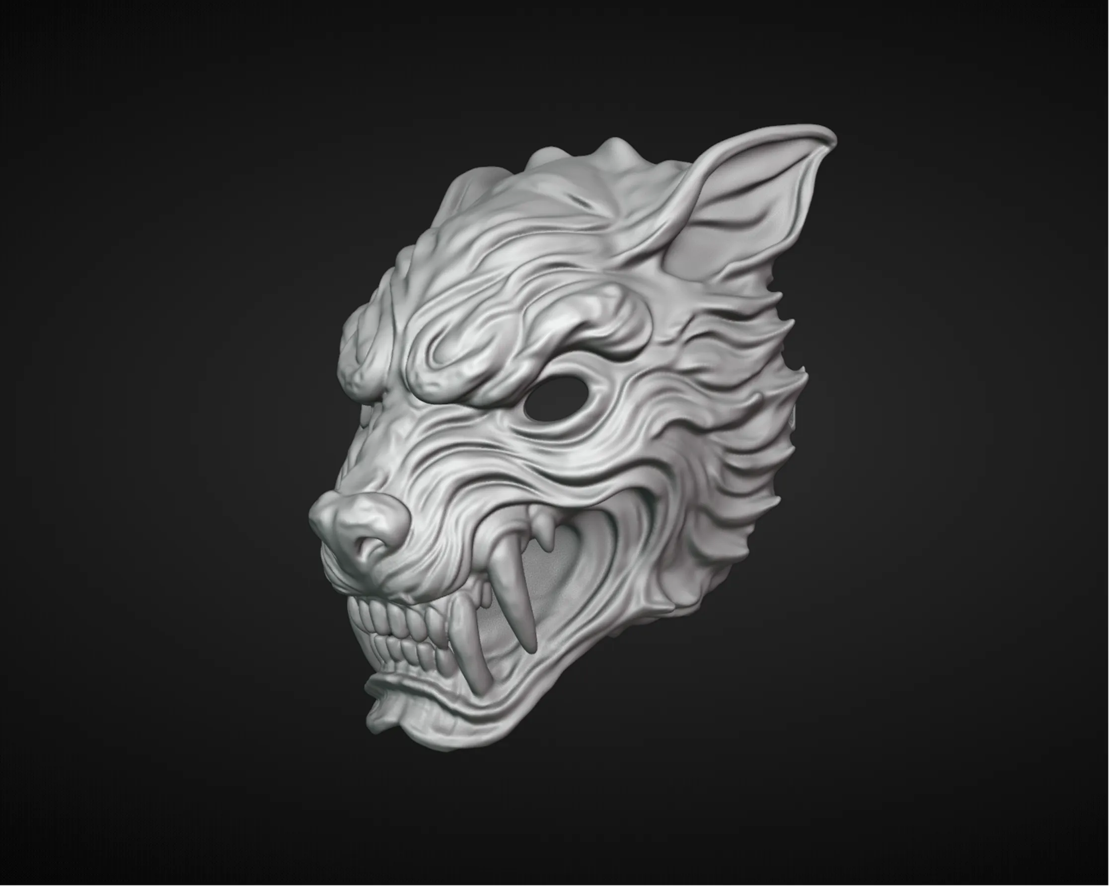 Wolf Mask 3D Print Model .c4d .max .obj .3ds .fbx .stl .blend
