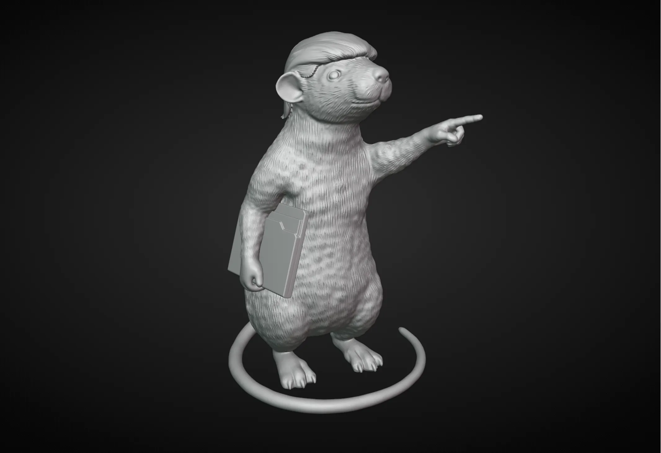 Rat Holding a File 3D Print Model .c4d .max .obj .3ds .fbx .stl .blend