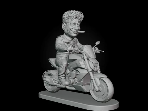 Biker Gangster Motorcycle Caricature 3D Print Model