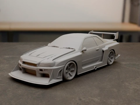 Nissan Skyline GT-R R34 de fuselaje ancho Modelo de impresión 3D