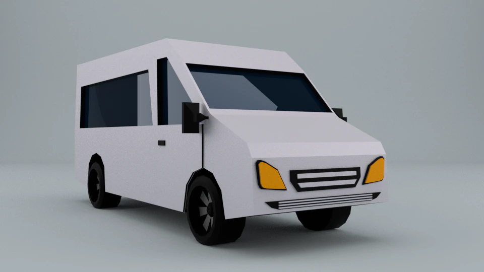 low-poly car prototype microbus game ready low-poly 3D Model .c4d .max .obj .3ds .fbx .stl .blend 