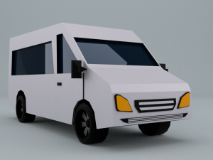low-poly car prototype microbus game ready low-poly 3D Model