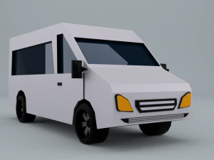 Low-Poly-Auto-Prototyp, Mikrobus, spielbereites Low-Poly 3D Modell