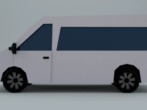 low-poly car prototype microbus game ready low-poly 3D Model