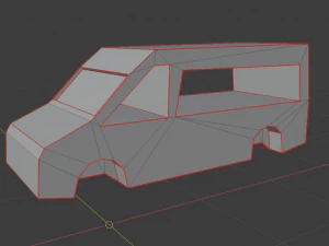 low-poly car prototype microbus game ready low-poly 3D Model