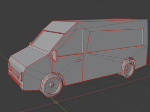 low-poly car prototype microbus game ready low-poly 3D Model