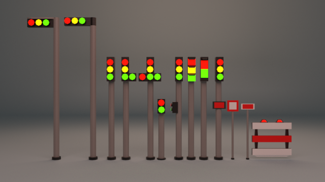 traffic lights pack low-poly game ready low-poly 3D Модель .c4d .max .obj .3ds .fbx .stl .blend 