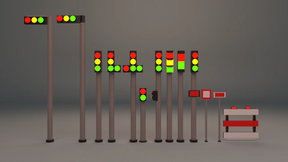 traffic lights pack low-poly game ready low-poly 3D Model .c4d .max .obj .3ds .fbx .stl .blend