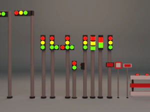 pacote de sem&aacute;foros low-poly pronto para jogo low-poly Modelo 3D