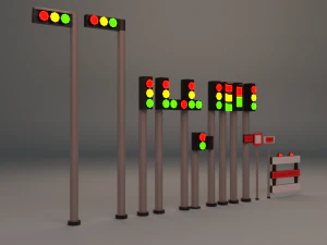 traffic lights pack low-poly game ready low-poly 3D Model