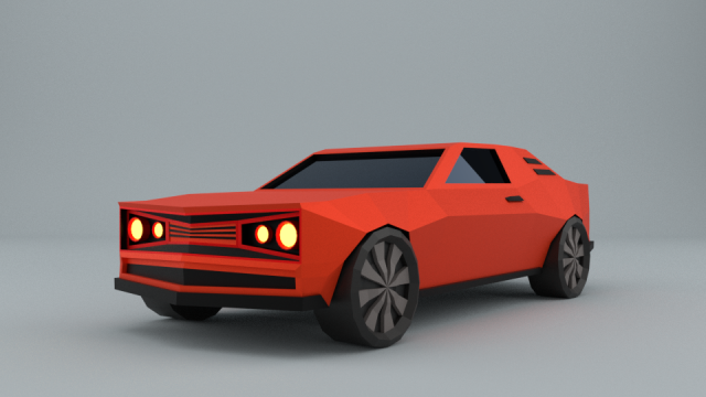 low-poly car prototype dodge challenger game ready low-poly 3Dモデル .c4d .max .obj .3ds .fbx .stl .blend 