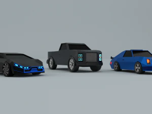 pacchetto low-poly di veicoli passeggeri generici 20 auto low-poly Modello 3D