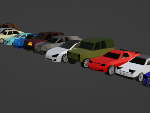 low-poly pack of generic passenger vehicles 20 cars low-poly 3D Model