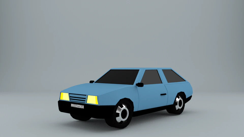 VAZ-2108 Low poly car 3D Model .c4d .max .obj .3ds .fbx .stl .blend 