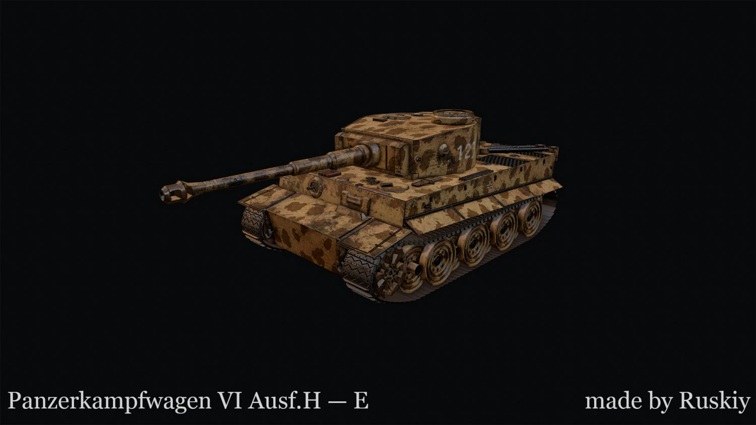Panzerkampfwagen VI AusfH E with camo 3D Model .c4d .max .obj .3ds .fbx .stl .blend 
