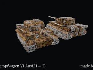 Panzerkampfwagen VI AusfH E with camo 3D Model