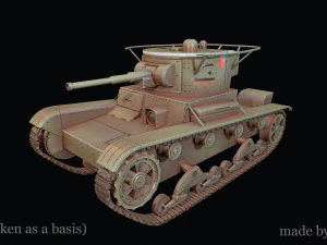 Tanque sovi&eacute;tico T-26 tomado como base Modelo 3D