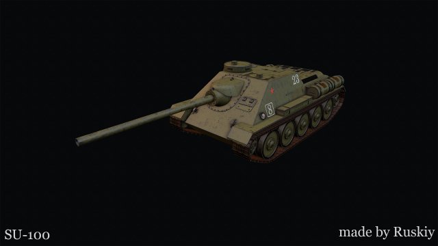 SU-100 3Dモデル .c4d .max .obj .3ds .fbx .stl .blend 