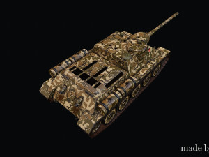 SU-100 with camo Modello 3D