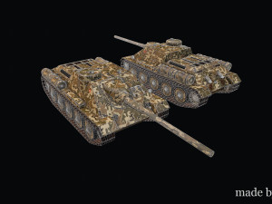 SU-100 with camo Modello 3D
