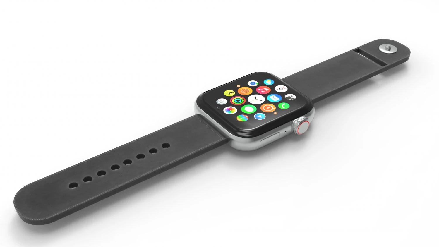 Apple Watch Series 4 silver 3D Model .c4d .max .obj .3ds .fbx .stl .blend