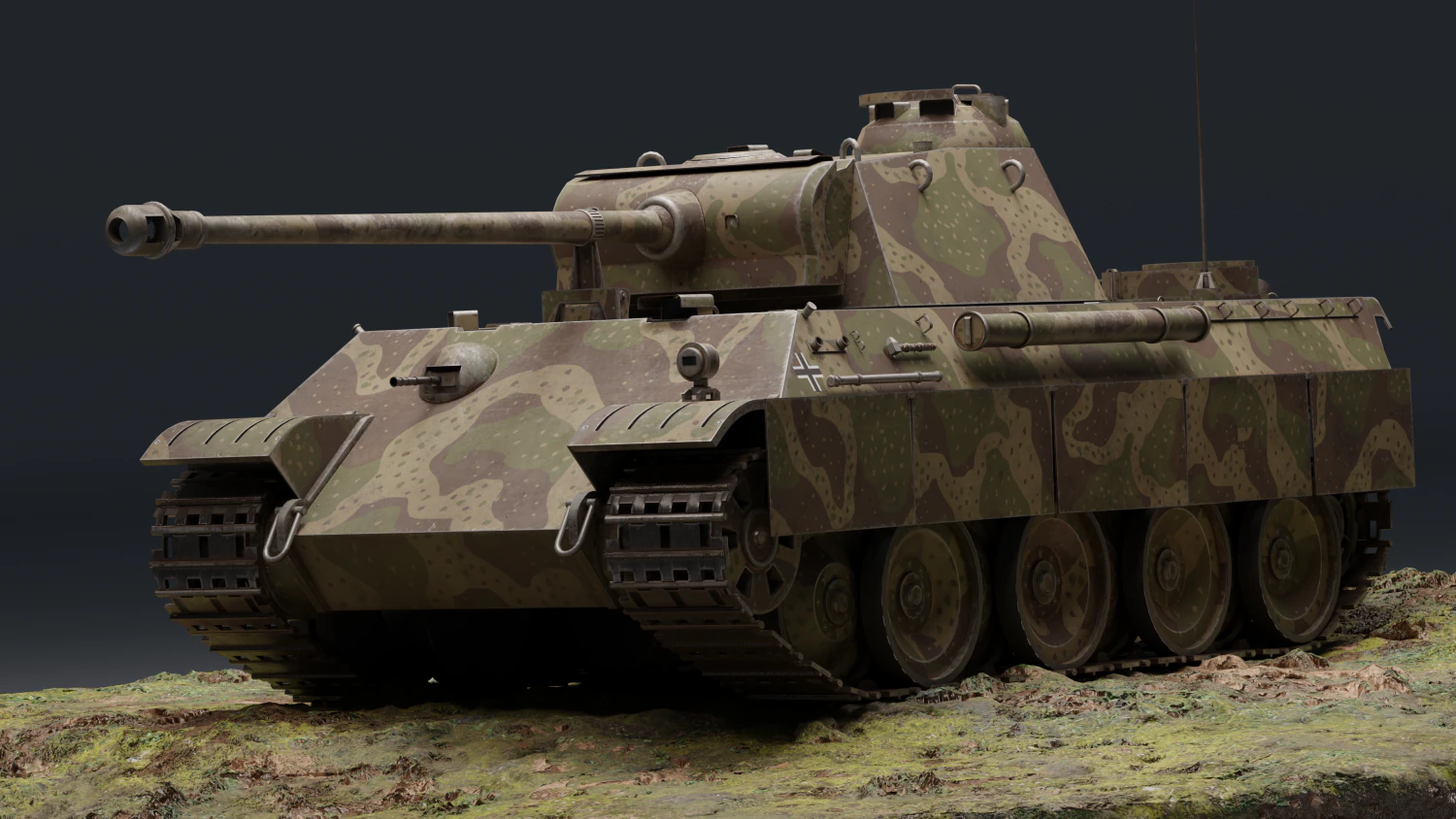 Panzerkampfwagen V Panther G 3 texture pack graysandy and camo GameReady 3D Model .c4d .max .obj .3ds .fbx .stl .blend