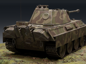 Panzerkampfwagen V Panther G 3 texture pack graysandy and camo GameReady 3D Model