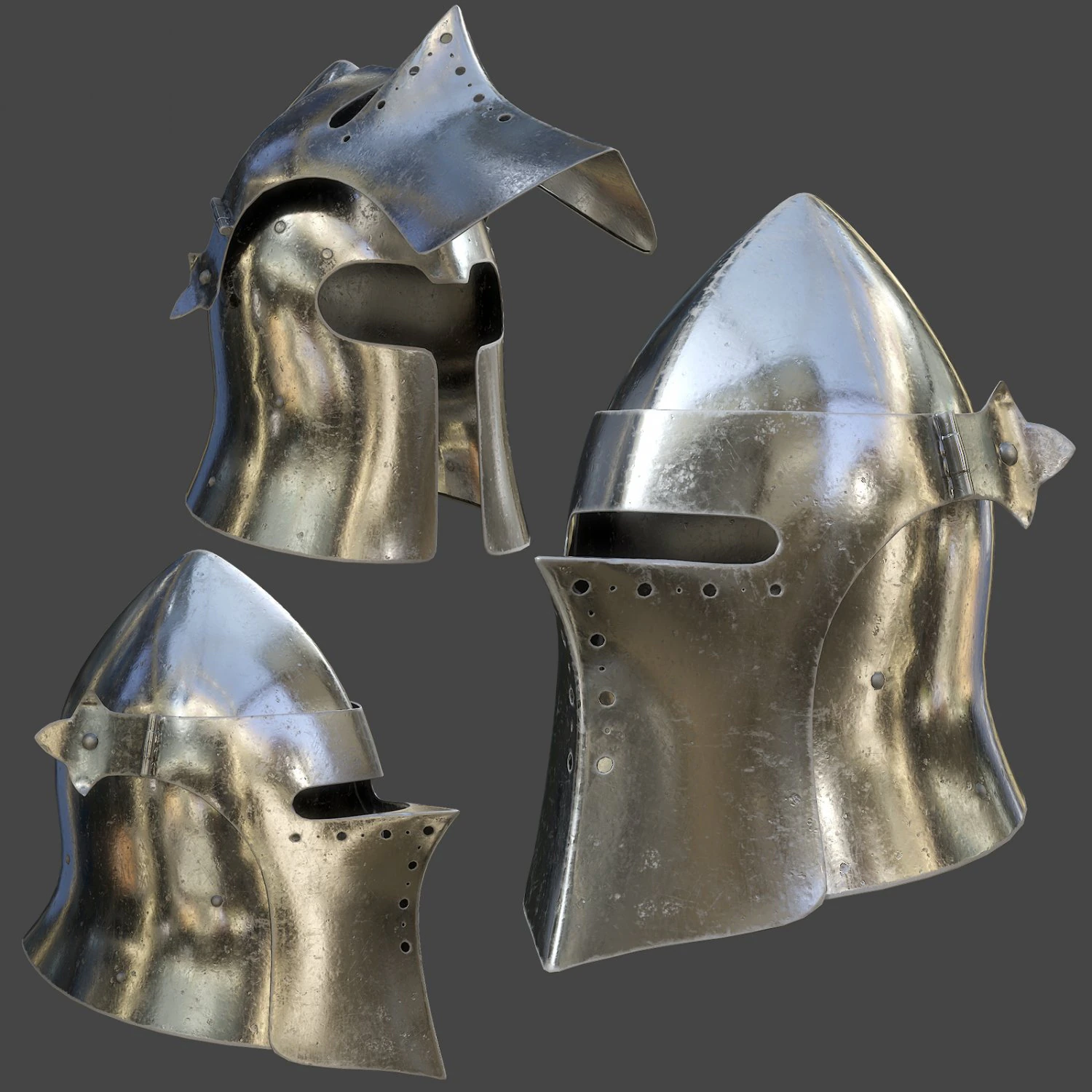 visored barbuta helmet 3D Model .c4d .max .obj .3ds .fbx .stl .blend