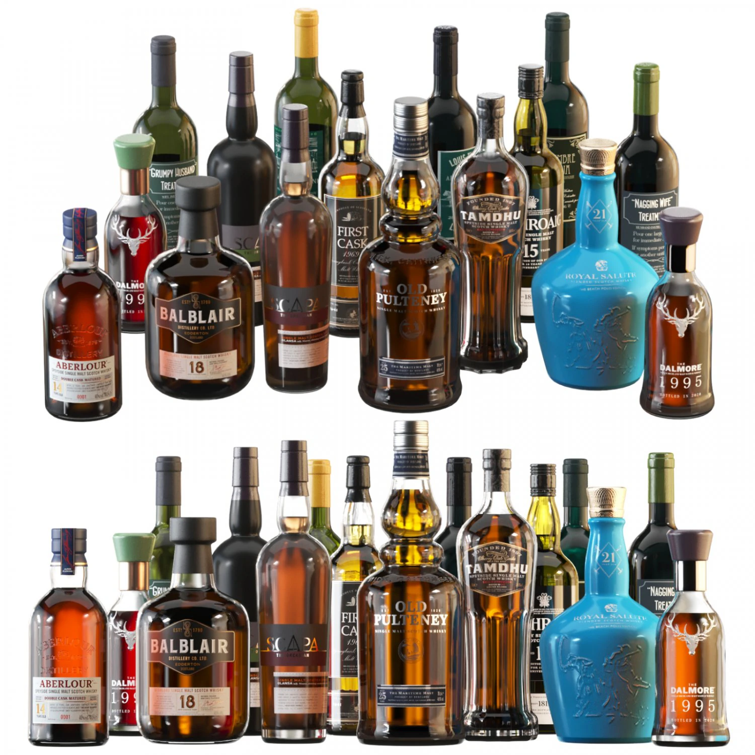 bottles 3D Model .c4d .max .obj .3ds .fbx .stl .blend 