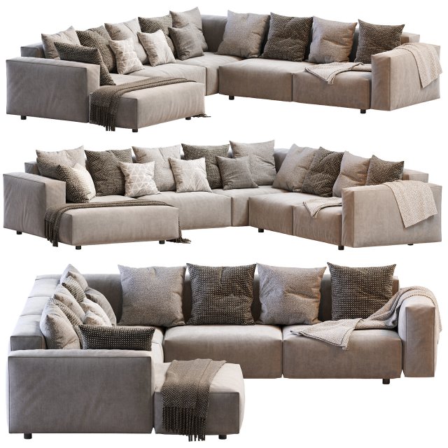 hills sofa 3D Модель .c4d .max .obj .3ds .fbx .stl .blend 