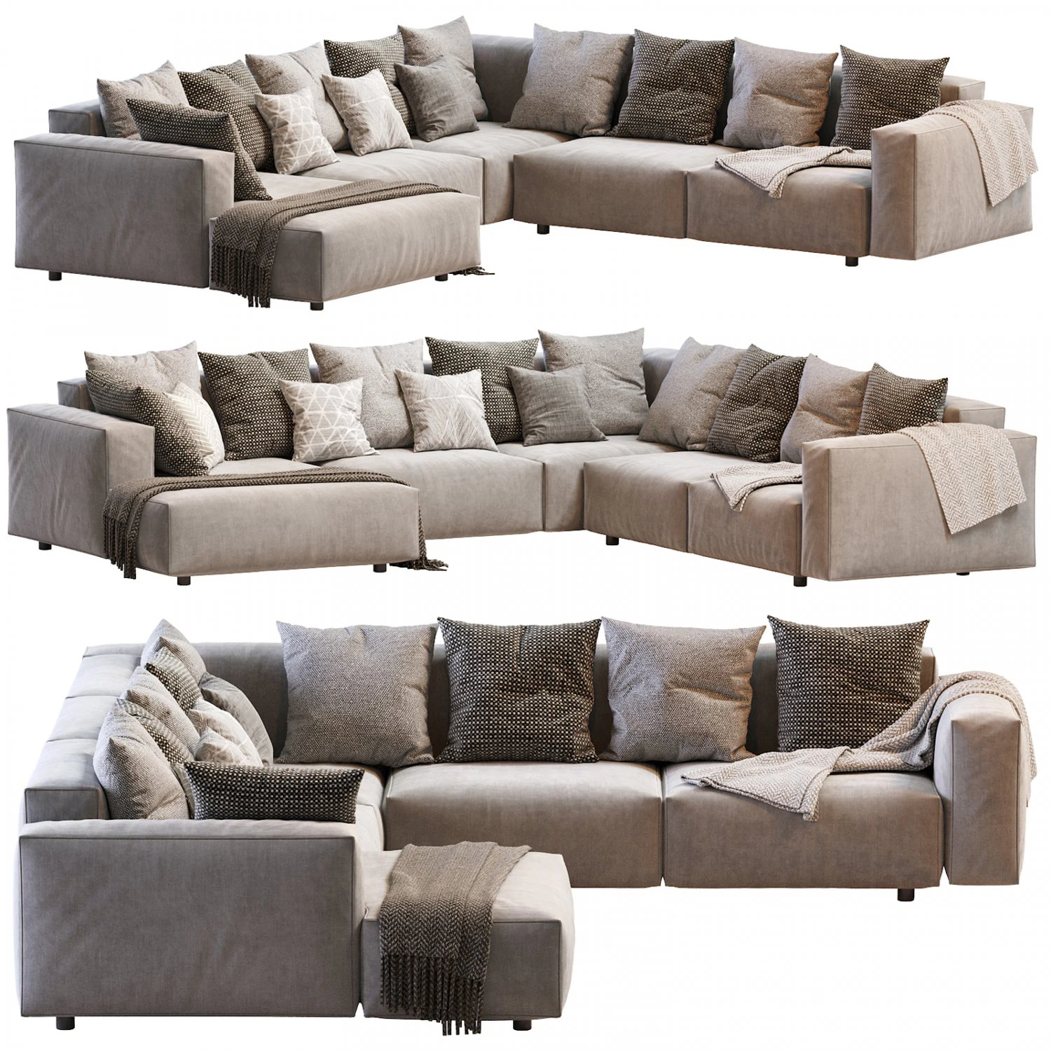 hills sofa 3D Model .c4d .max .obj .3ds .fbx .stl .blend 