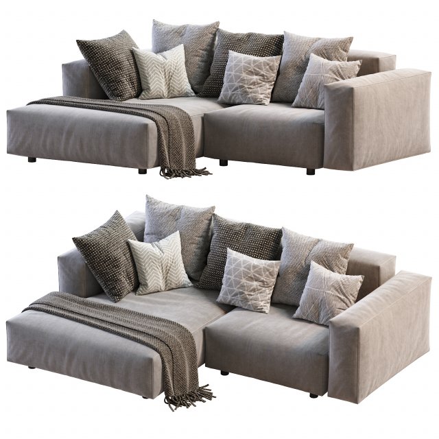 hills sofa 3D Модель .c4d .max .obj .3ds .fbx .stl .blend 