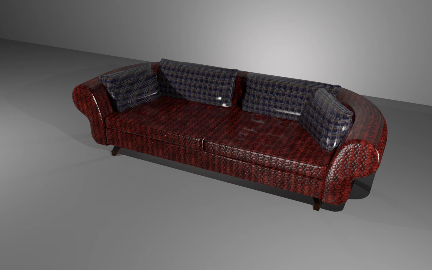 leather sofa in red 3D Model .c4d .max .obj .3ds .fbx .stl .blend 