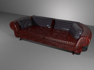 sofa kulit berwarna merah Model 3D