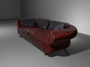 leather sofa in red 3D Модель