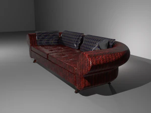 leather sofa in red 3D Model