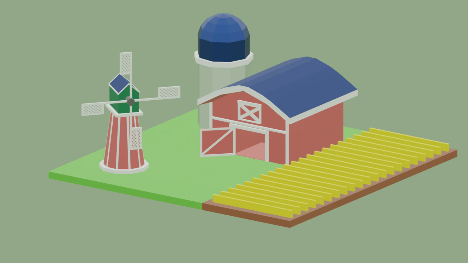 low poly farm 3D Model .c4d .max .obj .3ds .fbx .stl .blend 